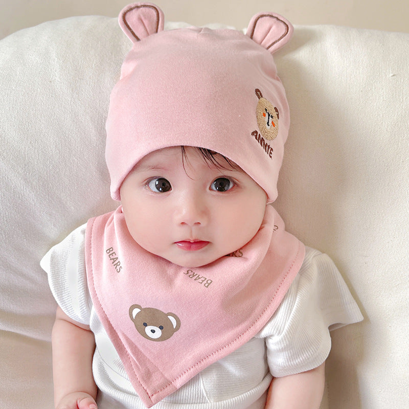 Katu Bear Infant Hat Spring & Fall 3-6-12 Months Male and Female Baby Pullover Hat Cotton 100-Day Sleeping Hat