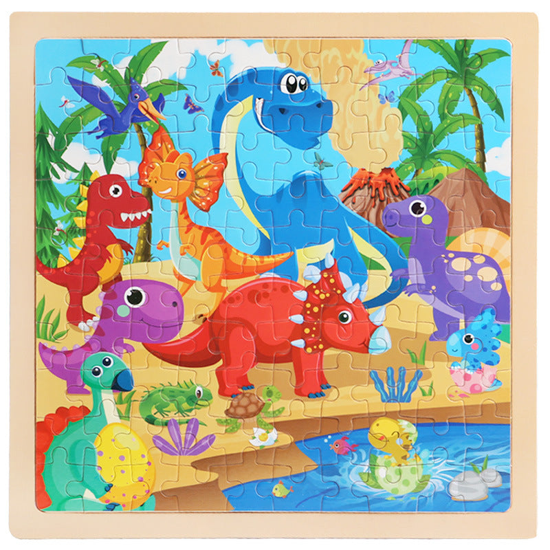 100 children's wooden cartoon animal dinosaur plane wooden puzzle boys and girls baby early education educational toys