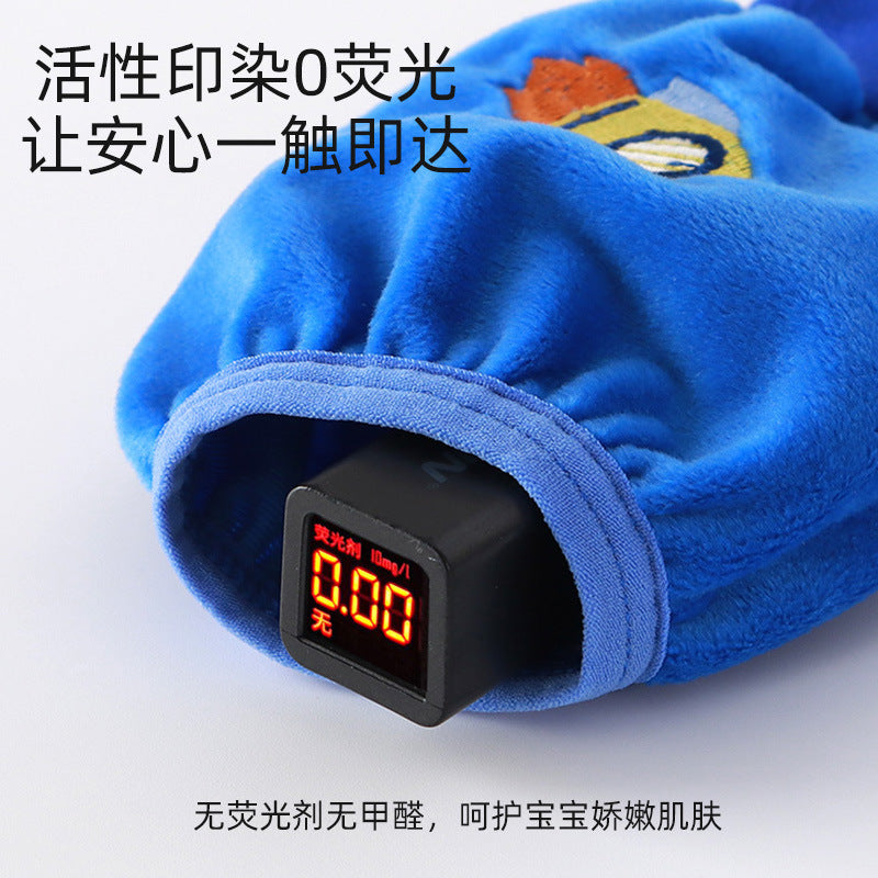 Children's Sleeve Lined Crystal Velvet Anti-Stain and Dirt-Resistant Autumn and Winter New Style Cute Three-Dimensional Embroidery for Boys and Girls