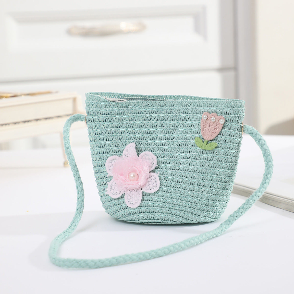 Cross-border New Children's Bag Spring and Summer New Children's Crossbody Bag Handmade Straw Satchel Travel Mini Coin Purse