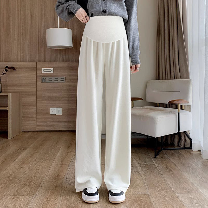 In stock multi-color optional autumn and winter New fleece-lined pregnant women's pants casual Internet celebrity towel pants fashionable drop-down mop pants