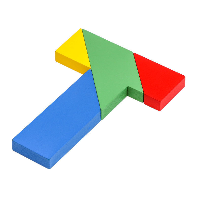 Beech Wood Long T-Shaped Puzzle Tangram Educational Toy Teaching Aids for Adults, Primary School Students and Kidsren's Intellectual Puzzles
