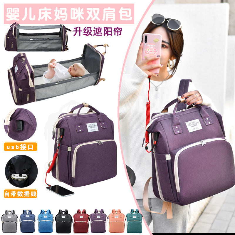 Foreign Trade Multifunctional Mother and Baby Bag, Breathable Sunshade, Lightweight Mother and Baby Large Multi-Purpose Backpack