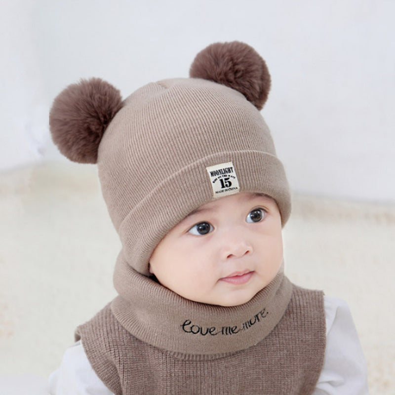 Factory direct supply knitted cap net red explosion children's cap fur ball cap baby ear warm cap wholesale custom hat