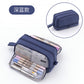 Han Feng Japanese Style New Large Capacity Pencil Case Double Layer Solid Color Multifunctional Pencil Case for Men and Women Middle School Students Pencil Bag