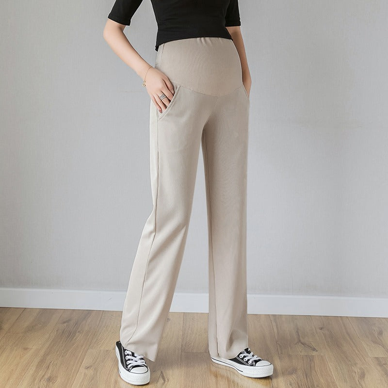 Fashion Thin Pregnant Women's Pants Summer Wear Thin Outer Wear Leggings Loose Ice Silk Vertical Wide Leg Pants