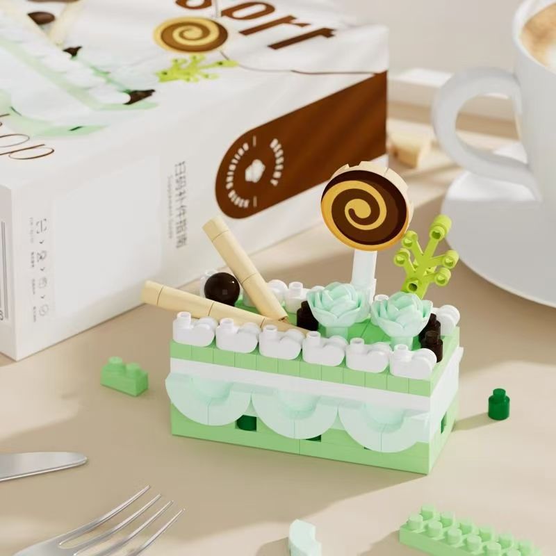 Bricks Also Birthday Cake Handmade Dessert Ornaments Compatible with Lego Cake Blocks Assembled Toys Children's Children's Day Gift