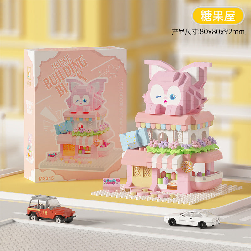 Compatible with Lego City Architecture Street View Hamburg Coffee Flower Shop Small Shop Building Blocks Children's Educational Toys Gifts