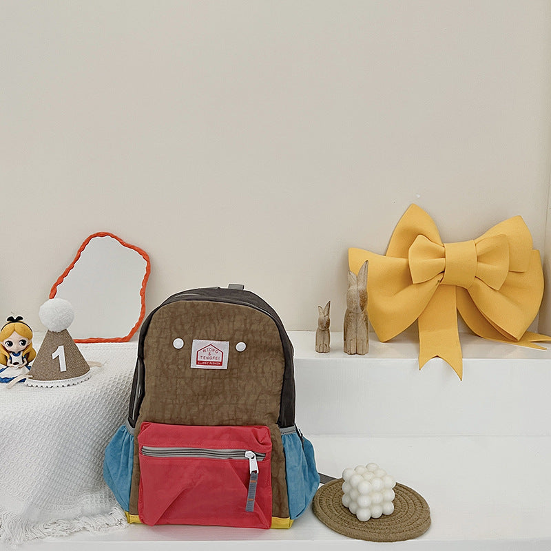 Children's Kindergarten Schoolbag Boys' Baby Contrast Color Small Backpack Girls' Trendy 2022 Cute Backpack Cute Bag