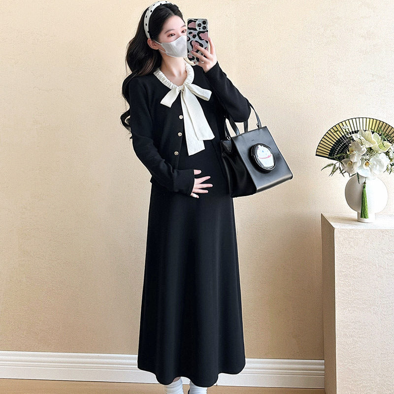 Maternity clothing Internet-famous fashion temperament Korean style mid-length autumn new Korean style daughter style temperament pregnant women suit