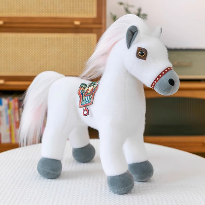 Cute Simulation Little White Horse Doll Plush Toy Pony Brown Horse Doll Horse Year Mascot Activity Gift