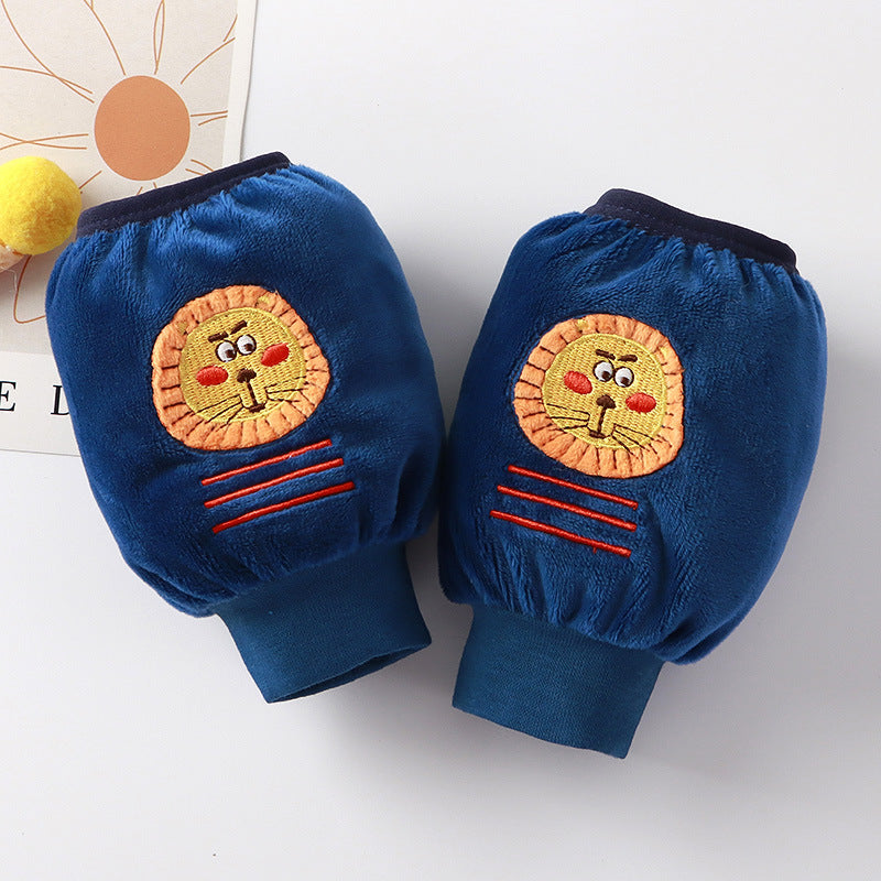 Children's Sleeve Lined Crystal Velvet Anti-Stain and Dirt-Resistant Autumn and Winter New Style Cute Three-Dimensional Embroidery for Boys and Girls