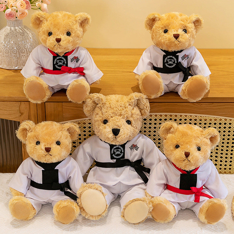 Taekwondo bear doll plush toy teddy bear doll doll martial arts hall activity gift can add LOGO