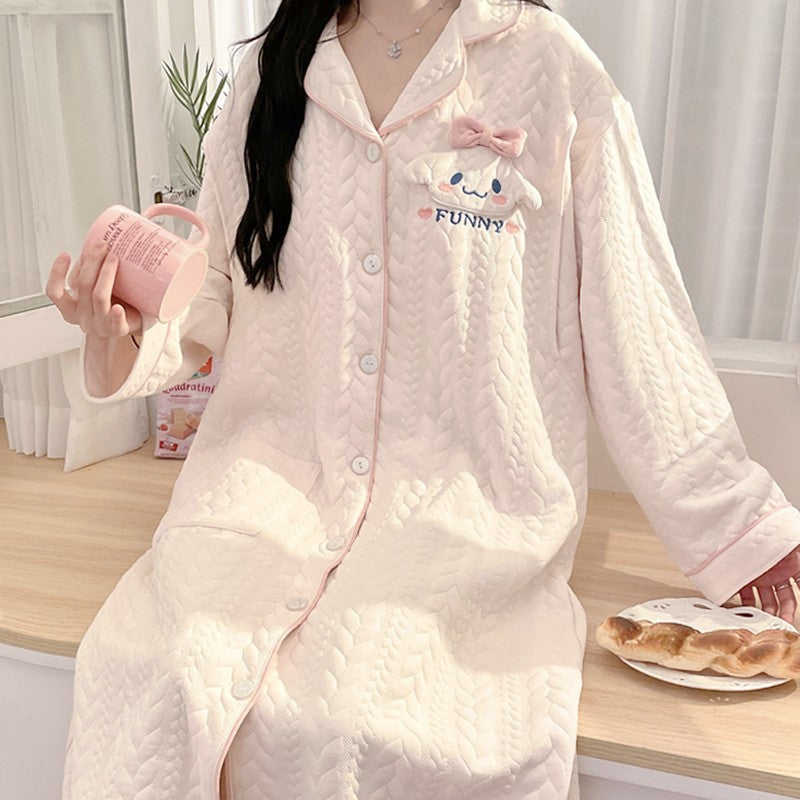 Lunar Clothing Spring and Autumn Air Cotton Thick Postpartum Breastfeeding dress Doll Collar Pregnant Women Pajamas for Outer Wear