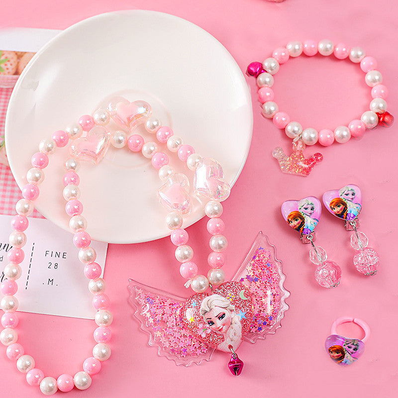 mermaid necklace diy pearl non-allergic beaded suit children cute mermaid princess necklace jewelry