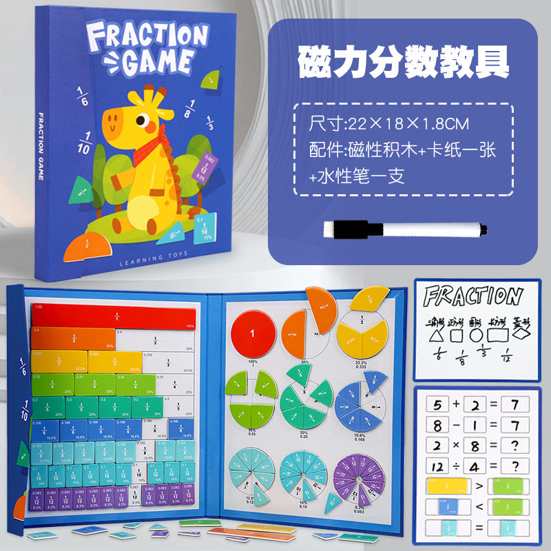 Magnetic Fraction Disk Demonstrator Numerator and Denominator Cognitive Addition and Subtraction Operation Third Grade Primary School Mathematics Teaching Aids Toys
