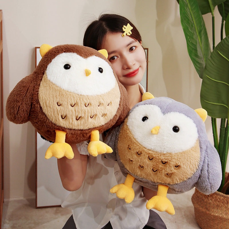Cute and Cute Round Owl Doll Plush Toy Children's Companion Comfort Cloth Doll Girl's Birthday Gift