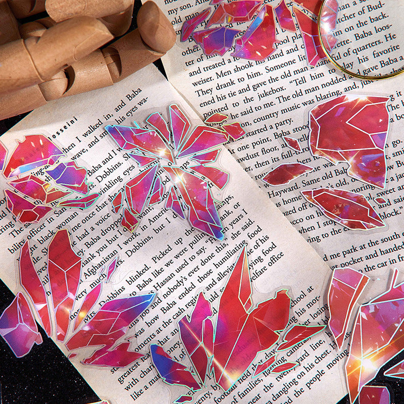 Pet Sticker Pack Crystal Story Series Crystal Ore Silver Hot Stamping Die-Cut Journal Decoration Stickers Cross-Border