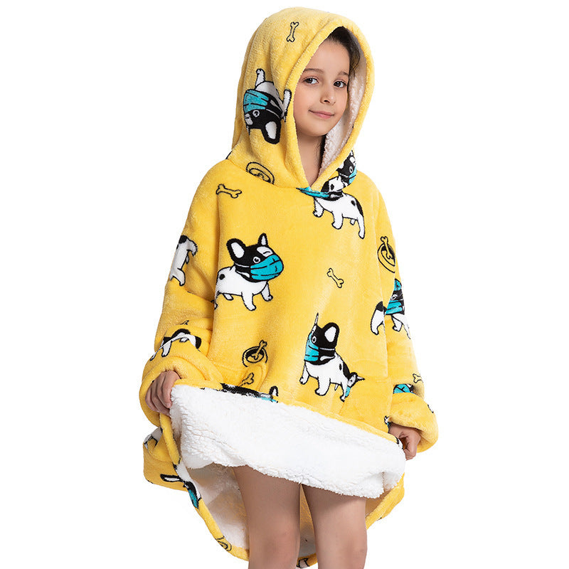 Composite Thermal Clothing Tv Blanket, Extra Long and Thick, Home Wear, Outdoor Mid-Length Pajamas, Flannel, Can Be Worn Outside, Couple Style