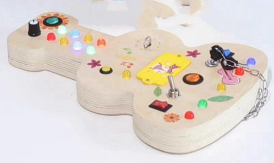 Children's Montessori Early Education Simulation Driving Steering Wheel Digital Switch Light Sound Busy Board Science and Education Aids Educational Toys
