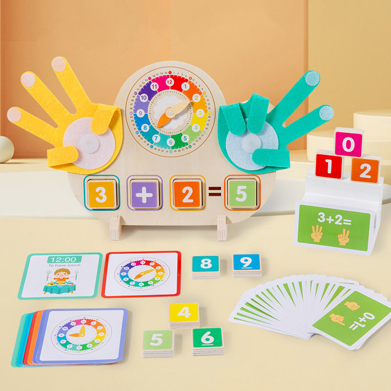 Children's Finger Arithmetic Educational Teaching Aids Addition and Subtraction Arithmetic Palm Mathematics Enlightenment Wooden Toys Kindergarten