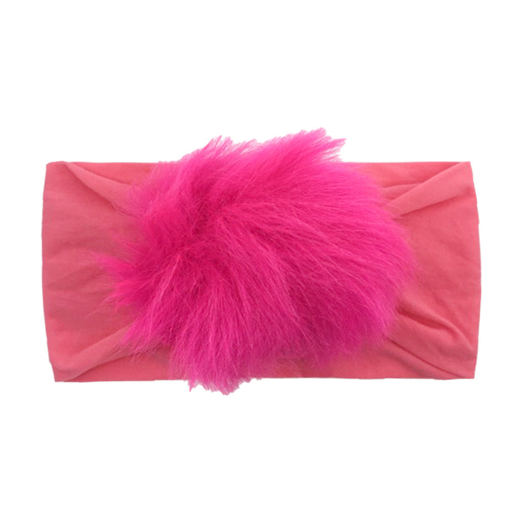 2023 new children's seamless hair band Europe and the United States new baby nylon fur ball headscarf baby hair band