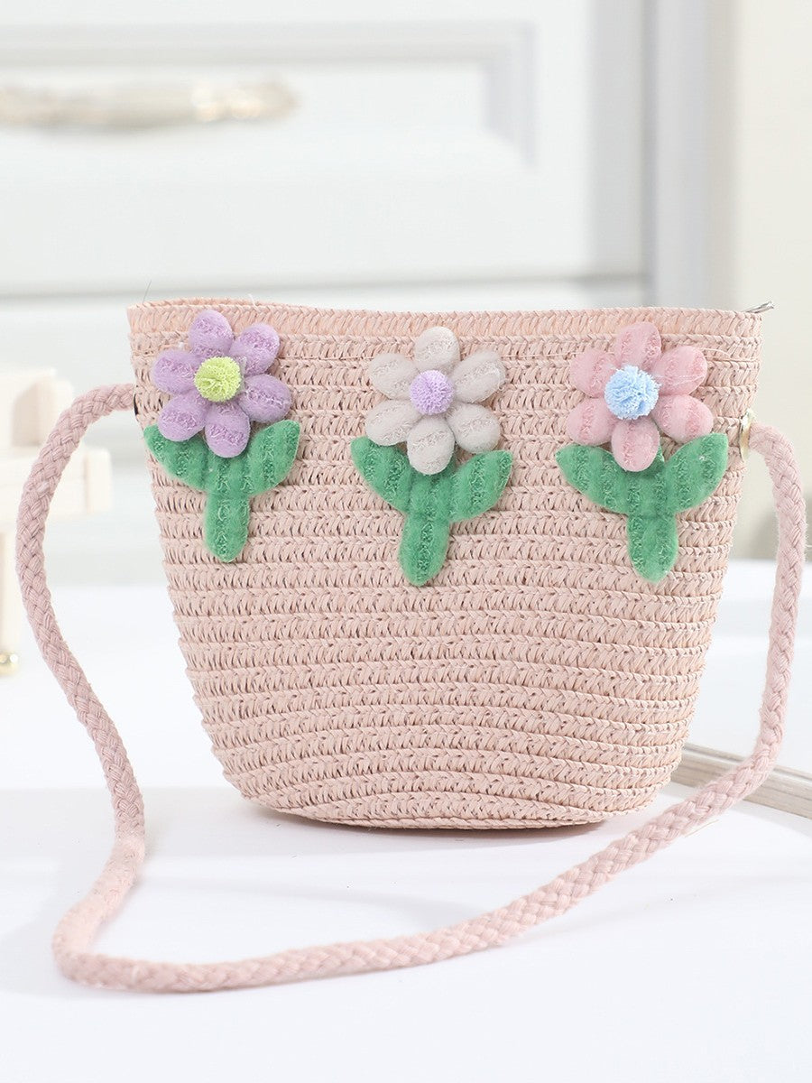 Cross-border New Children's Bag Spring and Summer New Children's Crossbody Bag Handmade Straw Satchel Travel Mini Coin Purse