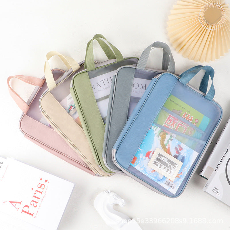 Factory Spot L-Shaped File Bag, Transparent File Bag, Handbag, Student Tutoring Bag, Test Paper Homework Bag, Study Bag