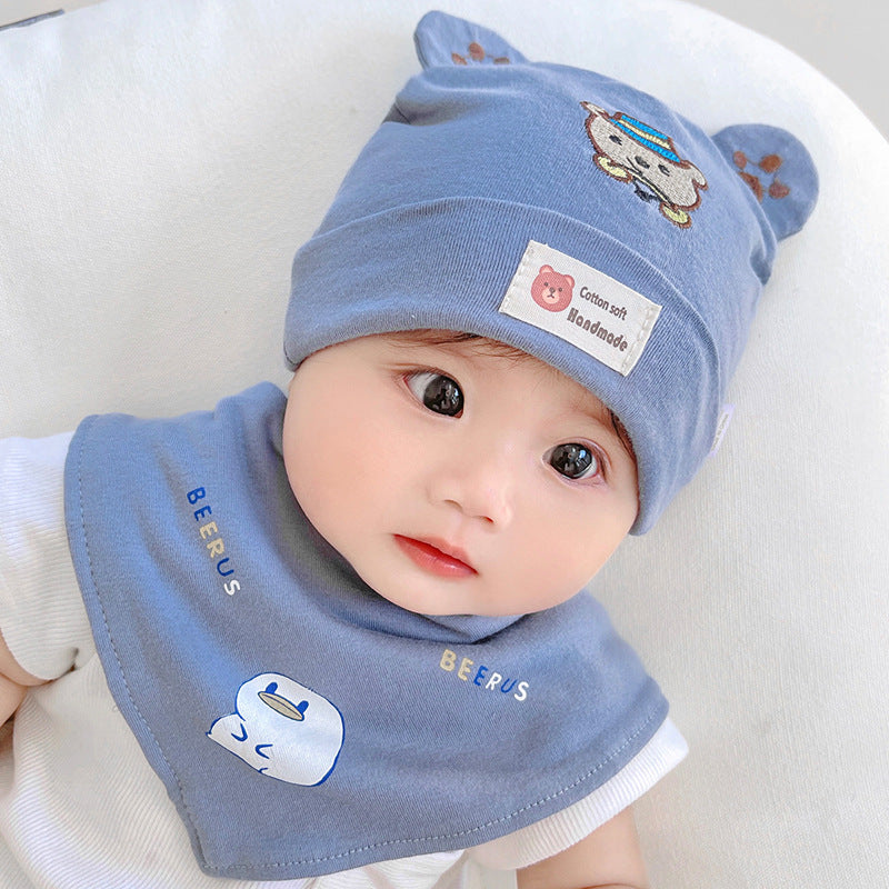 Katu Bear Infant Hat Spring & Fall 3-6-12 Months Male and Female Baby Pullover Hat Cotton 100-Day Sleeping Hat