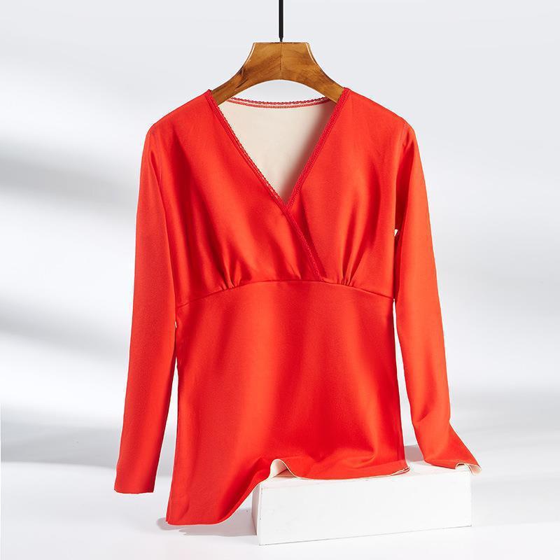 Breastfeeding Autumn Jacket One-Piece Women's plus size Autumn and Winter fleece-lined Pregnant Women's Thermal Underwear Postpartum Maternity Clothing