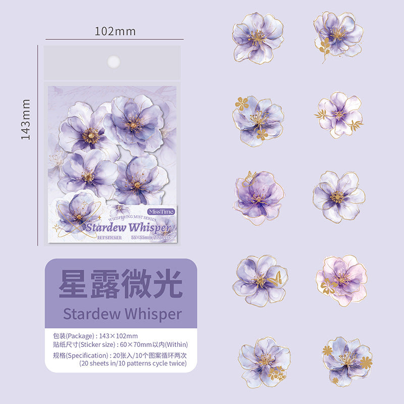 Pick up Pet Flower Sticker Pack, Hot Stamping Handbook DIY Decorative Material Stickers, 20 Pieces in Cross-Border 6 Styles