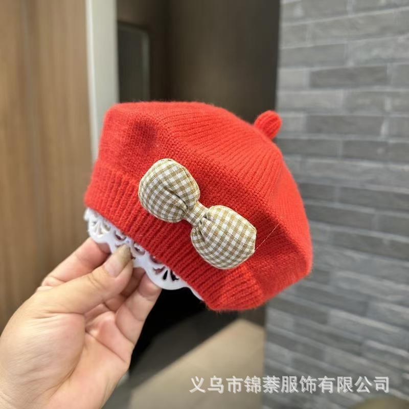 Spring and Autumn Korean Style Baby Boy and Girl Candy Color All-match Knitted Beret Children's Western Style Casual Wool Hat Paintler Hat