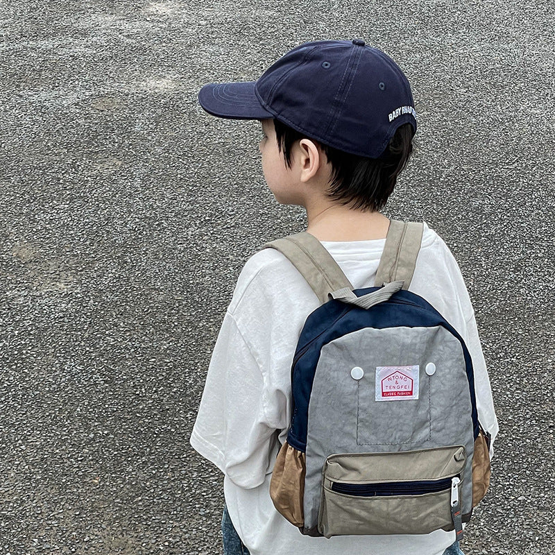 Children's Kindergarten Schoolbag Boys' Baby Contrast Color Small Backpack Girls' Trendy 2022 Cute Backpack Cute Bag