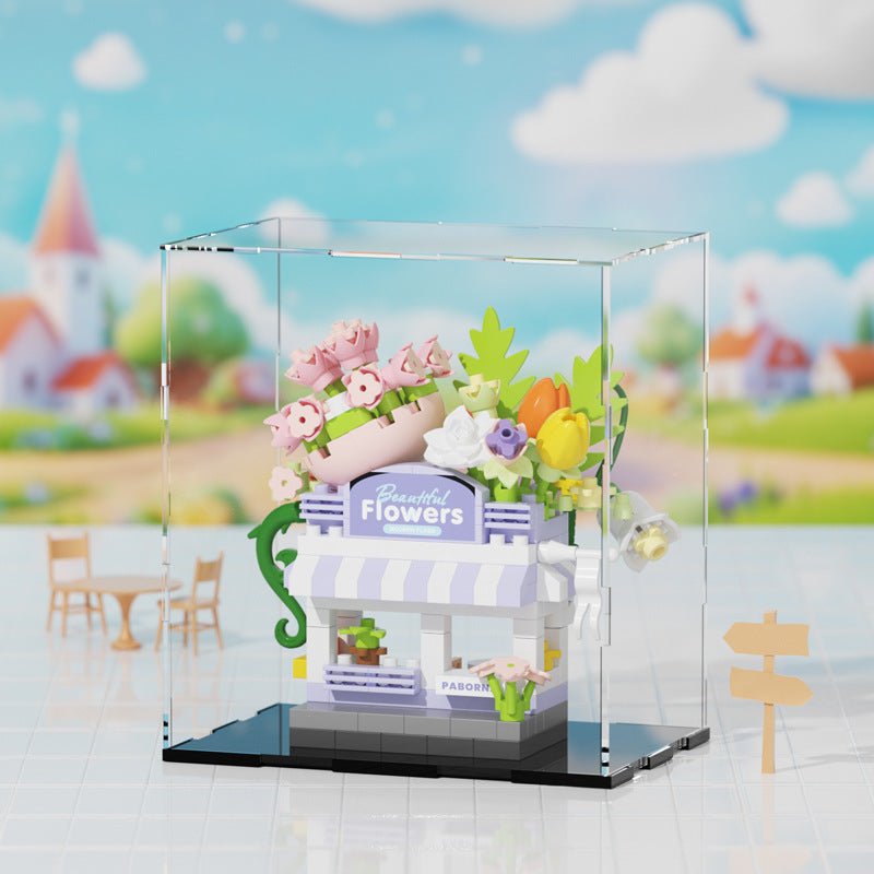 Compatible with Lego City Architecture Street View Hamburg Coffee Flower Shop Small Shop Building Blocks Children's Educational Toys Gifts