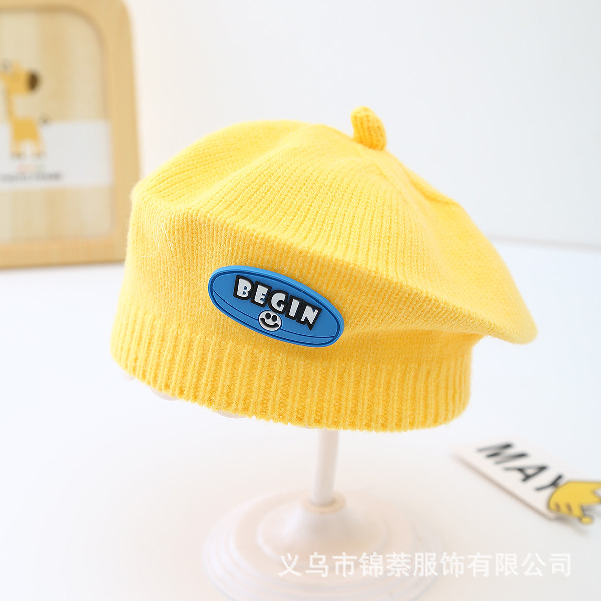 Spring and Autumn Korean Style Baby Boy and Girl Candy Color All-match Knitted Beret Children's Western Style Casual Wool Hat Paintler Hat