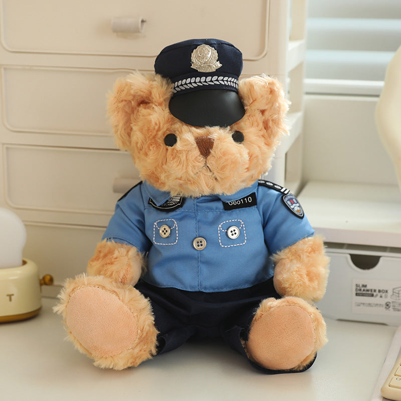 Police Bear Doll Traffic Police Bear Doll Uniform Fire Suit Teddy Bear Plush Toy Internet Red Bear Doll
