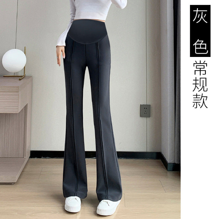 Pregnant women fleece-lined autumn and winter new goddess pants micro-pants split slim slim outer wear pants suit pants