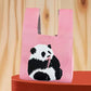 Panda New Knitted Bag Women's Handbag Wide Hand Gift Back Gift Bag Cute Panda Knitted Bag Hand Gift