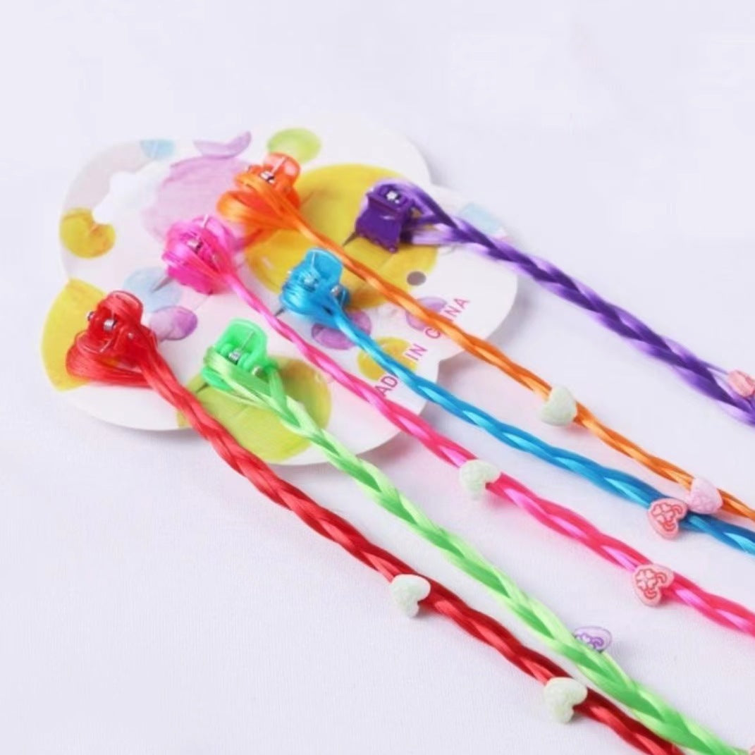 New Children's Colorful Clamp Small Braid Six-color Mixed Butterfly Love Five-pointed Star Wig Braid Performance Dirty Braids