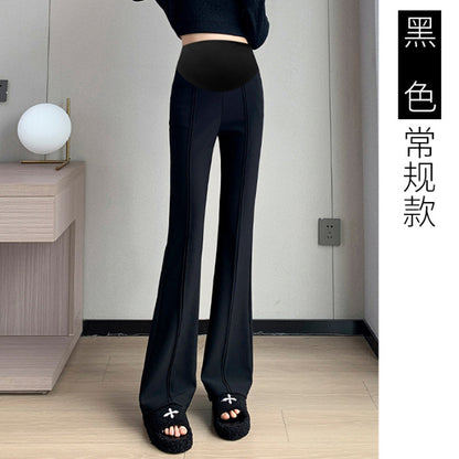 Pregnant women fleece-lined autumn and winter new goddess pants micro-pants split slim slim outer wear pants suit pants