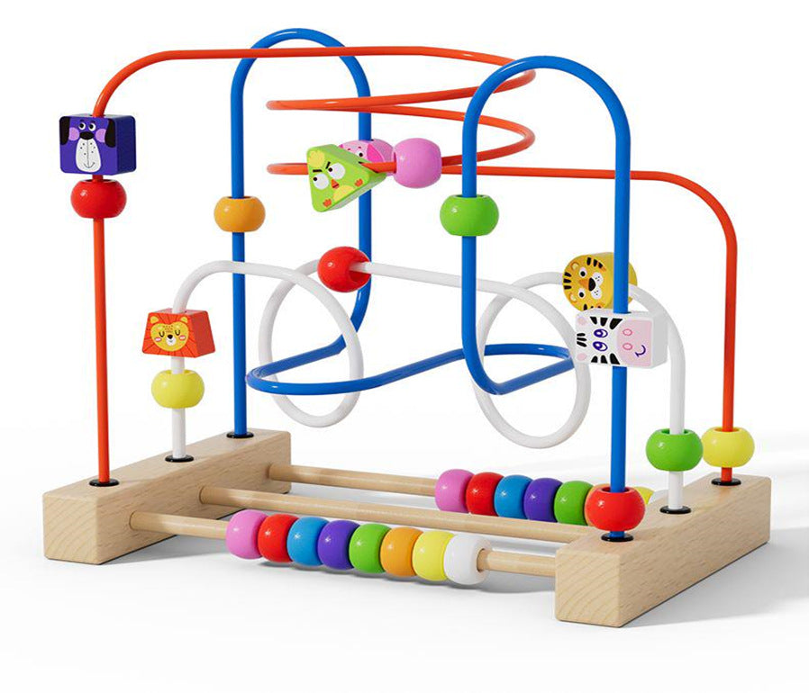 Children's Wooden Multi-Functional Threading Large Bead Color Recognition Early Education Building Blocks Matching Parent-Child Interactive Educational Toys