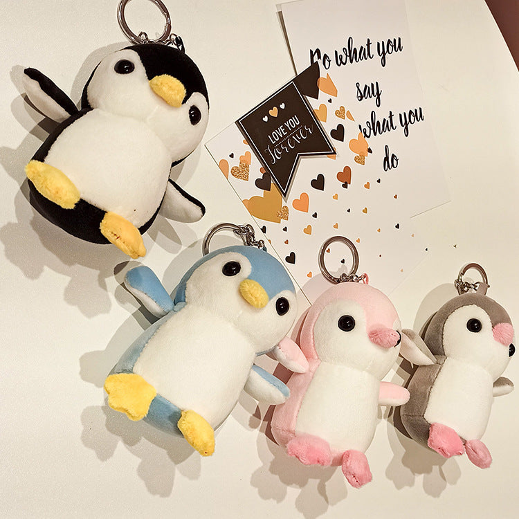 Creative cartoon four-sided bullet Penguin plush pendant cute animal doll bag car key chain pendant wholesale