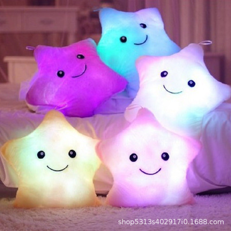Colorful luminous pillow cute five-pointed plush toy doll wholesale