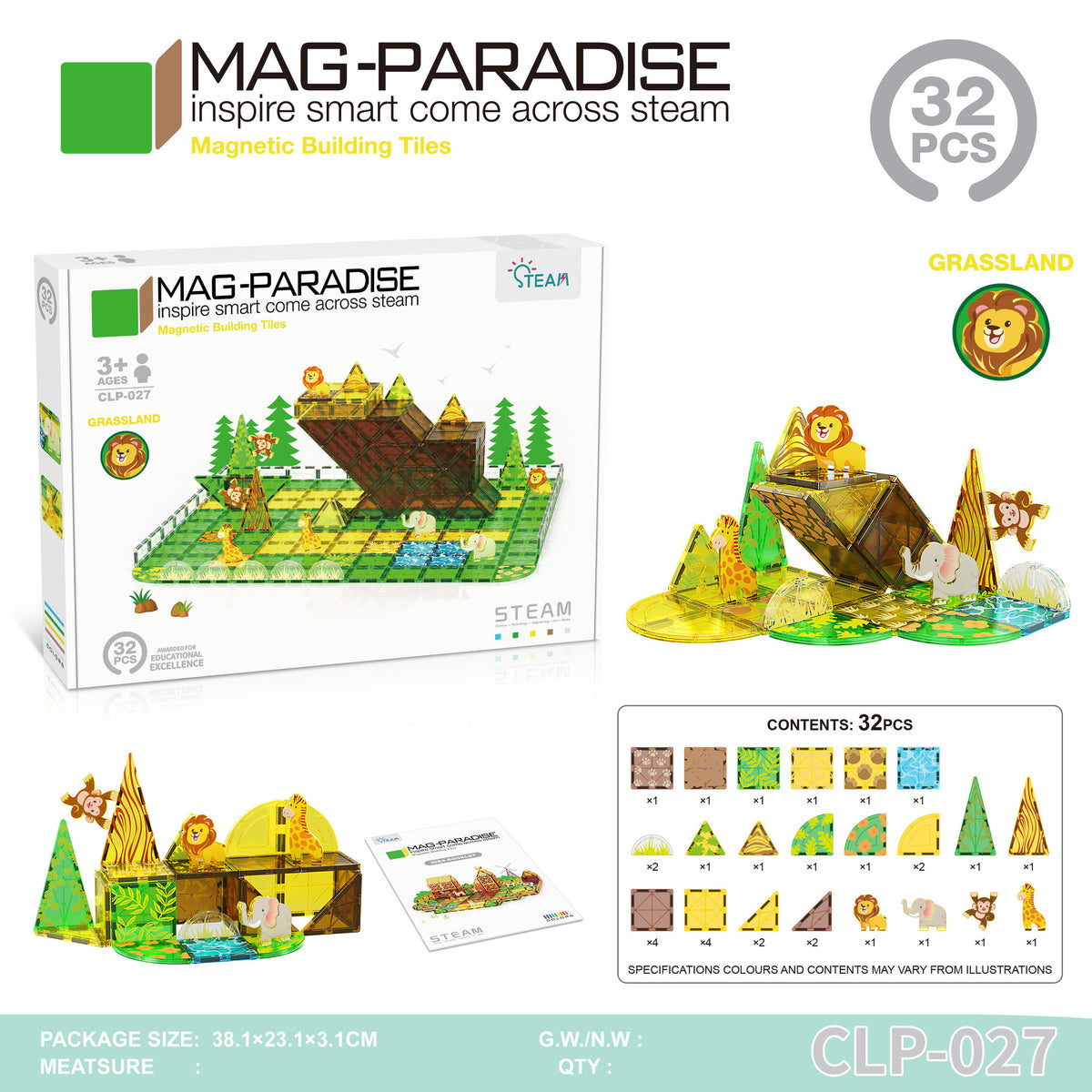 Girls Color Window Magnetic Sheet Kidsren's Zoo Engineering Vehicle City Crane Scene Strong Magnetic Refill Kidsren's Puzzle
