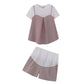 Pregnant women's clothing spring and summer striped two-piece suit 2022 new belly pants short sleeve loose pregnant women's T-shirt top tide