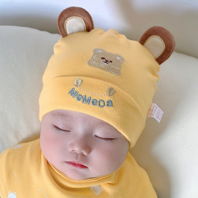 Katu Bear Infant Hat Spring & Fall 3-6-12 Months Male and Female Baby Pullover Hat Cotton 100-Day Sleeping Hat