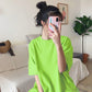 Maternity Breastfeeding T-shirt Summer Short-sleeved Mid-length 2023 New Loose plus size Breastfeeding Moon Dress