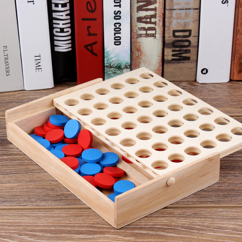 Three-Dimensional Four-Piece Chess Four-Piece Game Chess P 0.34kg Kidsren's Educational Early Education Multi-Person Toy Wooden Boxed Multi-Color