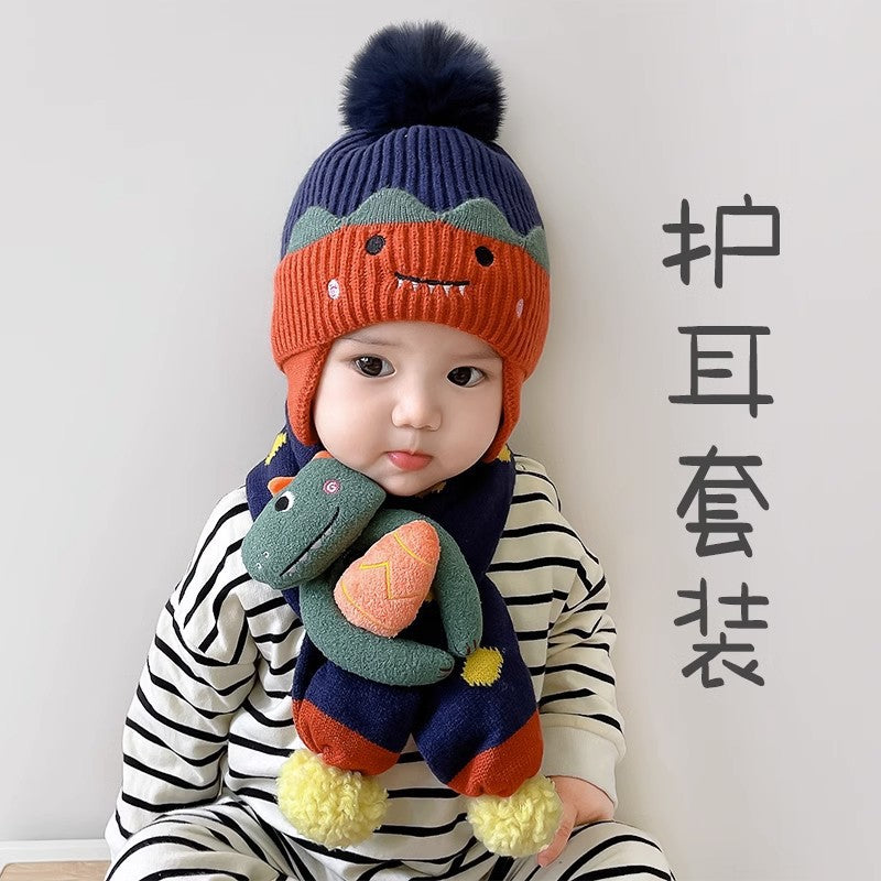 Children's Hat Boy's Winter Baby's Wool Hat Ear Protection Boy's Scarf suit Girl's Baby Toddler Autumn and Winter
