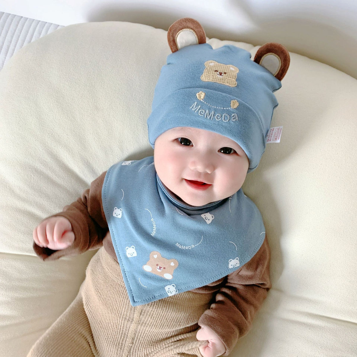 Katu Bear Infant Hat Spring & Fall 3-6-12 Months Male and Female Baby Pullover Hat Cotton 100-Day Sleeping Hat